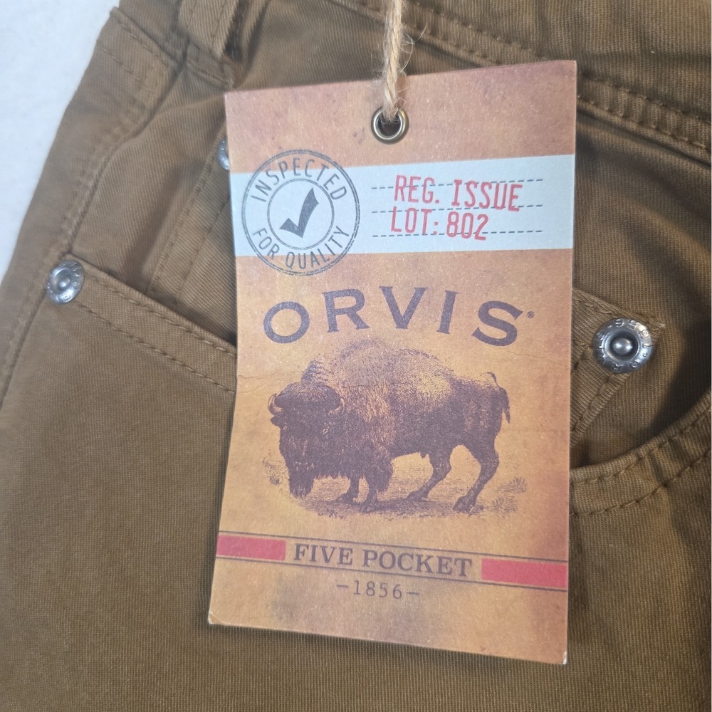 ORVIS FIVE POCKET STRETCH PANTS Brown KHAKI MENS 36X32 NEW With TAGS Casual - Picture 4 of 16